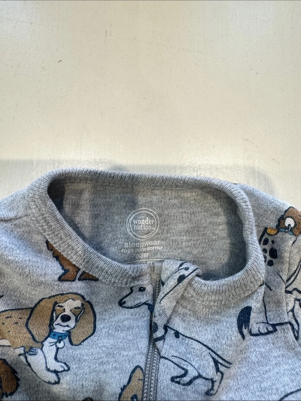 wonder nation Gray Dog Print Footed One-Piece
